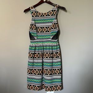 Monteau Aztec Tribal Fit & Flare Dress